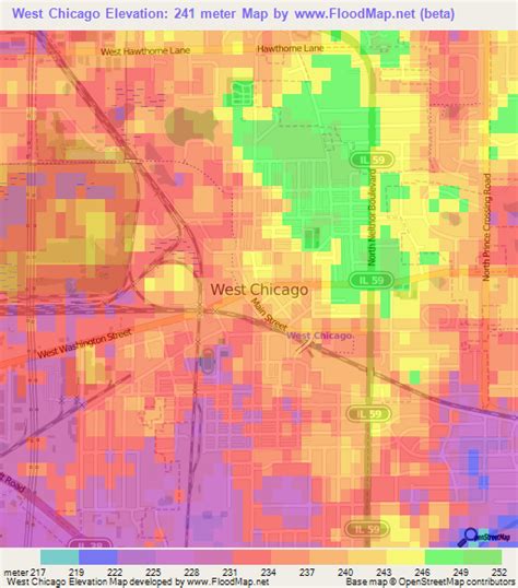 Elevation Of West Chicagous Elevation Map Topography Contour