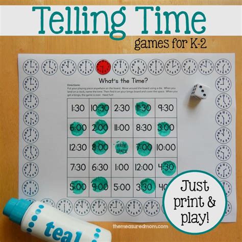 Printable Telling Time Board Game