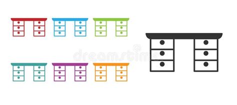 Black Office Desk Icon Isolated on White Background. Set Icons Colorful ...