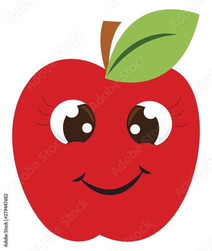 Happy Red Apple Illustration Vector On White Background Apple