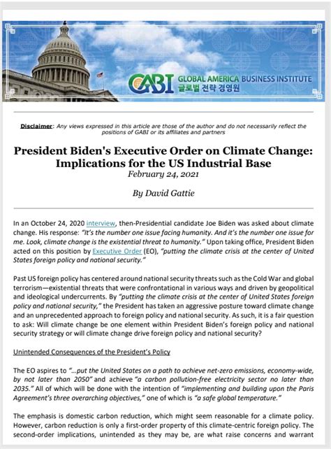 (52) President Biden’s Executive Order on Climate Change – David Gattie, 2-24-2021 – Global ...