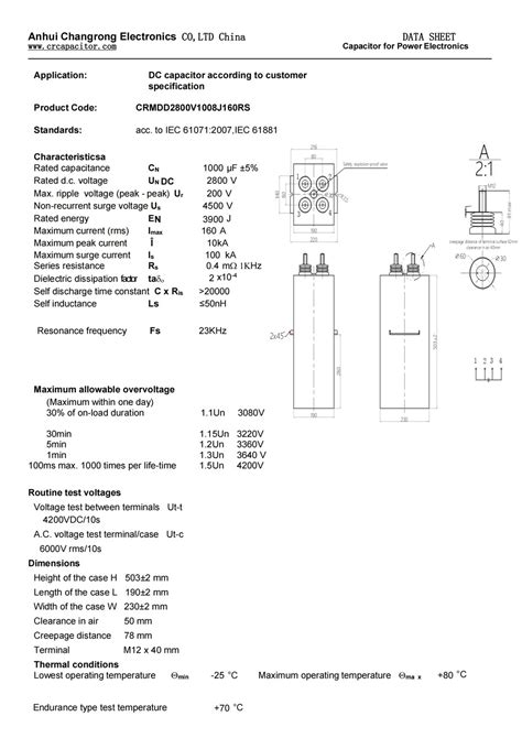Dc Filter Capacitor For Electric Locomotive Anhui Chang Rong