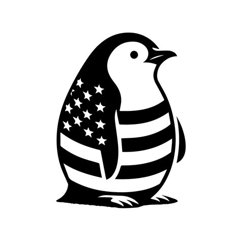 Gratis Amerikaanse vlag en pinguïn achtergrond zwart wit SVG