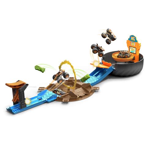 Buy Hot WheelsMonster Trucks Stunt Tire Play Set Opens To Reveal Arena With Launcher 1 1 64