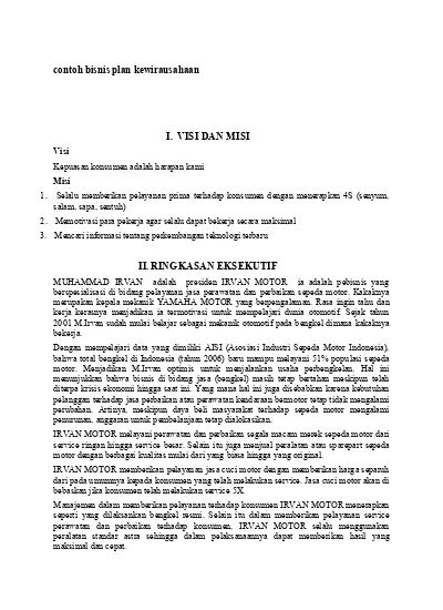 Detail Contoh Bisnis Plan Kewirausahaan Koleksi Nomer 24
