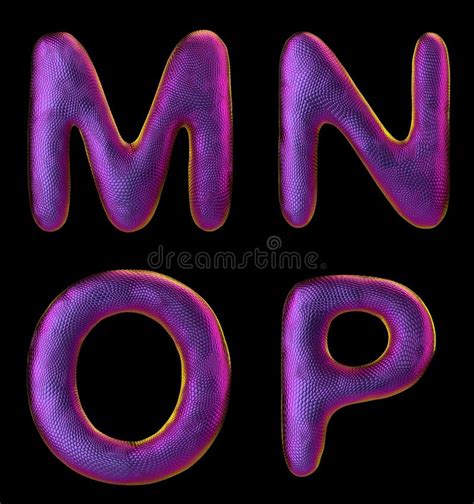 Letters Set M N O P Made Of Realistic 3d Render Natural Purple Snake