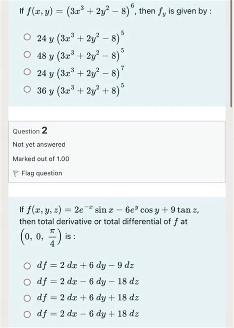 Solved If F X Y 3x3 2y2−8 6 Then Fy Is Given By