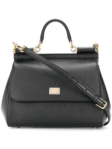 Dolce And Gabbana Medium Sicily Shoulder Bag Black Farfetch Ca