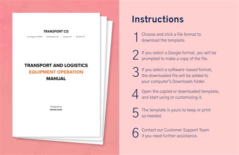 Transport And Logistics Equipment Operation Manual Template In Word