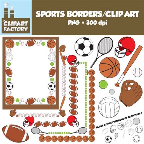 Clip Art: Sports Borders Clip Art Borders and Assorted Sports Equipment ...