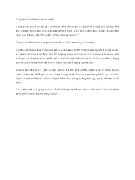Pengalaman Selama Liburan Di Rumah Pdf