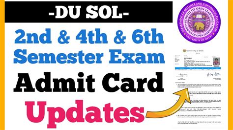 DU SOL 2nd 4th 6th Semester Exam Admit Card Updates 2024 Sol