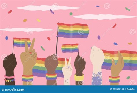 Vector Illustration On The Theme Of The Lgbt Movement Community Hands Of People Of Different