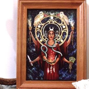 5x7 Hekate Art Print, Owls, Serpent, Key, Torches, Goddess Hecate - Etsy