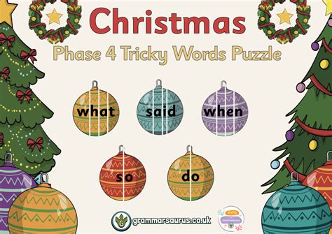 Eyfs Christmas Phase 4 Tricky Words Puzzle Grammarsaurus