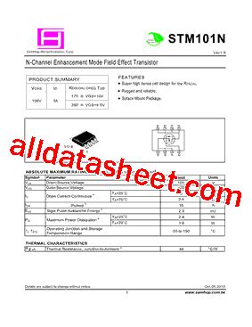 STM101N Datasheet PDF SamHop Microelectronics Corp