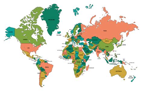 Vector World Map Colorful World Map With Countries Borders Detailed Map Images