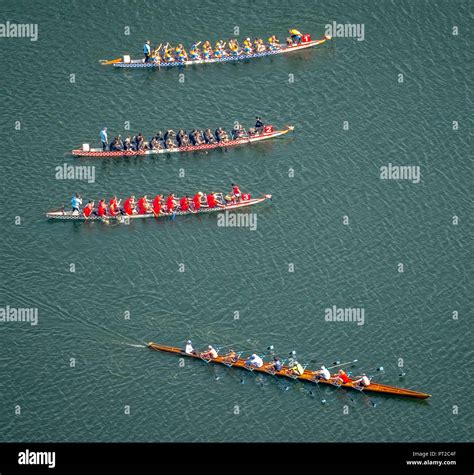 Dragon Boat Training On The Ruhr With Rowing Eight Hi Res Stock