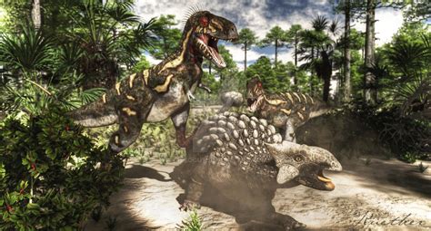 Ankylosaurus And Juvenile Tyrannosaurs By Paleoguy On Deviantart