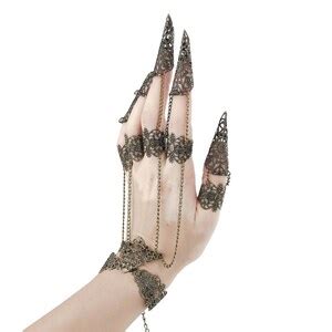 Hand Armor Mahafsoun Metal Glove With Claw Rings Gothic Gift Ideas