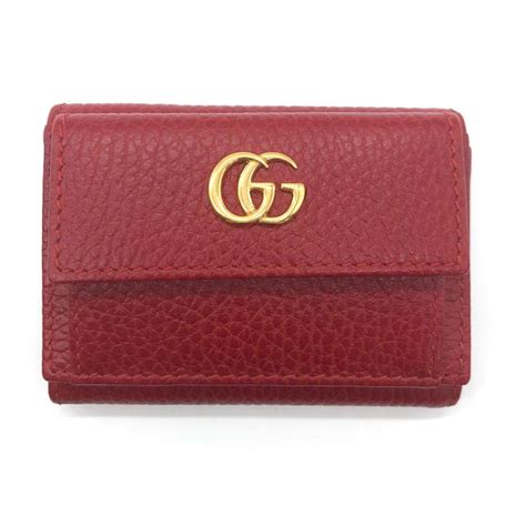 グッチ Gucci 三つ折り財布 Ggマーモント レザー レッド Z0110ブランドバリュー 通販 Yahooショッピング