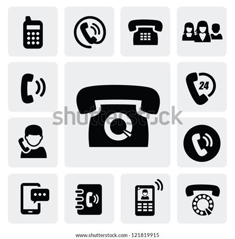 Vector Black Phone Icons Set On Stock Vector Royalty Free 121819915