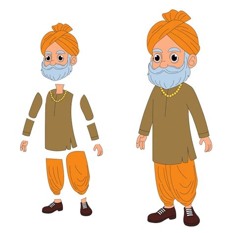 Premium Vector Indian Village Old Man Cartoon Illustration