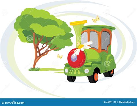 Kids Train. Park Attraction Stock Vector - Illustration of locomotive, bush: 44851138