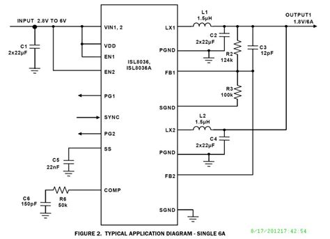 Isl8036 Dual 3a 1mhz 2 5mhz High Efficiency Synchronous Buck Regulator Bdtic A Leading