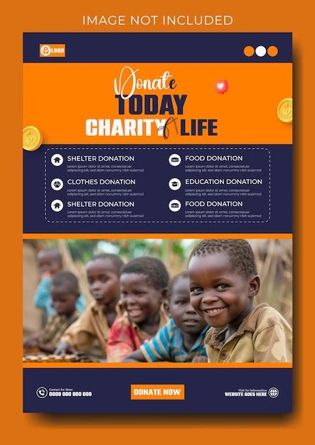 Premium Vector Fundraising Charity Flyer Template Design