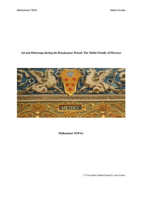 (PDF) Art and Patronage during the Renaissance Period: The Medici ...