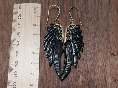 Wing Earrings Long Feather Earrings Angel Wing Earrings - Etsy