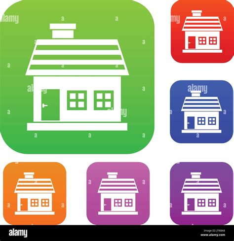 One Storey House Set Collection Stock Vector Image And Art Alamy