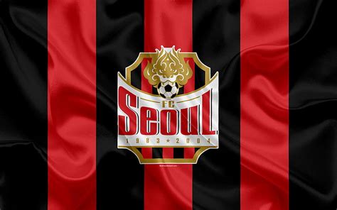 FC Seoul, silk flag, red black silk texture, South Korean football club ...