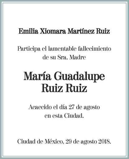 Se Ora Maria Guadalupe Ru Z Ru Z Obituario Esquela