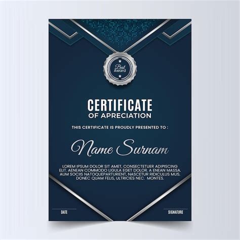 Premium Vector Dark Blue Certificate Template