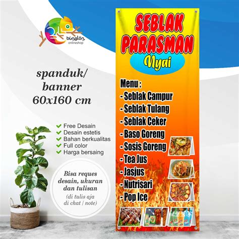 Jual Spanduk Banner 60x160 Cm Spanduk Seblak Prasmanan Spanduk