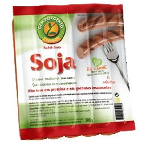 Salsichas de soja sabor tradicional CEM PORCENTO Nutripédia