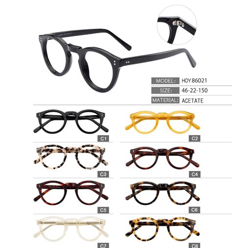 Thick black round frame glasses men acetate optical frame glasses ...