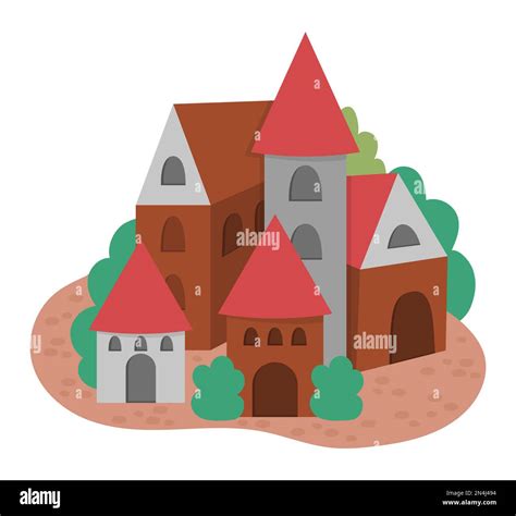 Vector Medieval Village Icon Isolated On White Background Magic Kingdom Picture Stone And