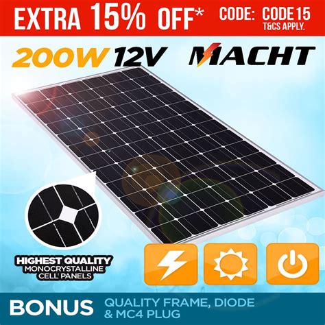 New 200 Watt 24v Monocrystalline Solar Panel 200w Grid Connect And Batt Systms Ebay