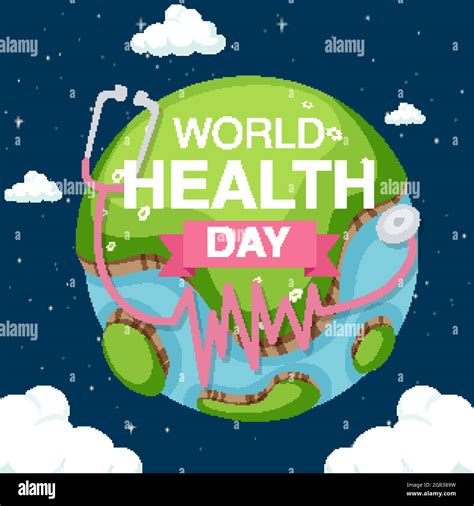 Poster Design For World Health Day With Earth In The Sky Background