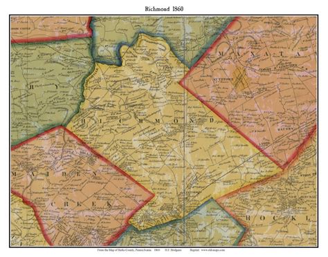 Richmond Township Pennsylvania 1860 Old Town Map Custom Print Berks Co Old Maps