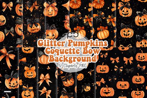 Glitter Pumpkins Coquette Bow Background Graphic By Padma Design