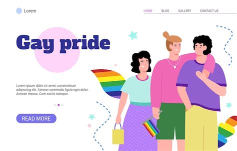 Maqueta De Banner Web De Orgullo Gay Con Ilustraci N De Vector De Dibujos Animados Plana De