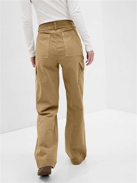 Loose Khaki Cargo Pants With Washwell Gap