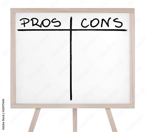 Foto De Presentation Board White Board With Empty Pros And Cons Table