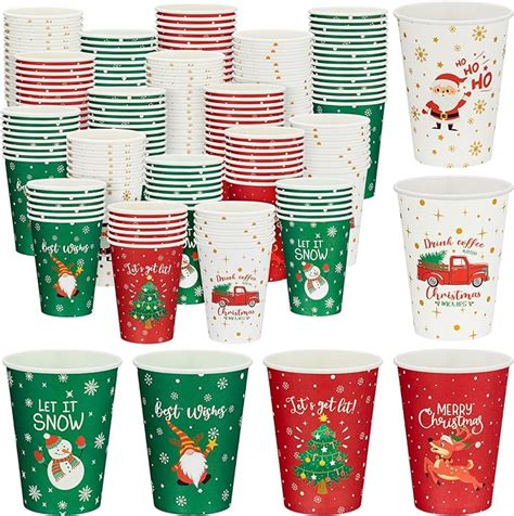 Amazon Mifoci Pcs Christmas Paper Coffee Cups Oz Disposable