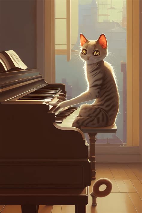 Lindo Gato Tocando El Piano En Unreal Engine Creative Fabrica