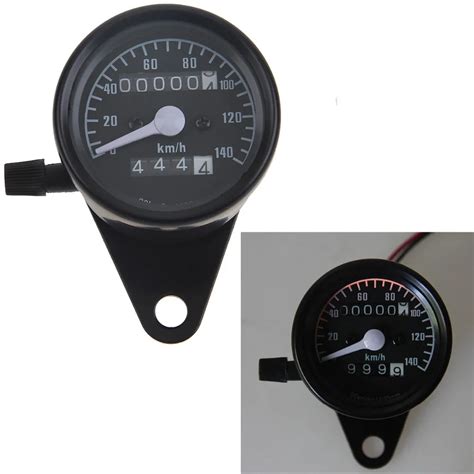 New Black Universal Motorcycle Dual Odometer Speedometer Gauge Meter